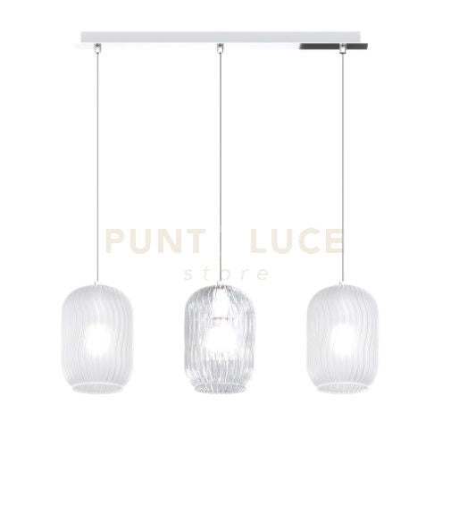 SOSPENSIONE CROMO 3 LUCI RETTANGOLARE VETRI BIANCO FOG 1181CR-S3 R-BF