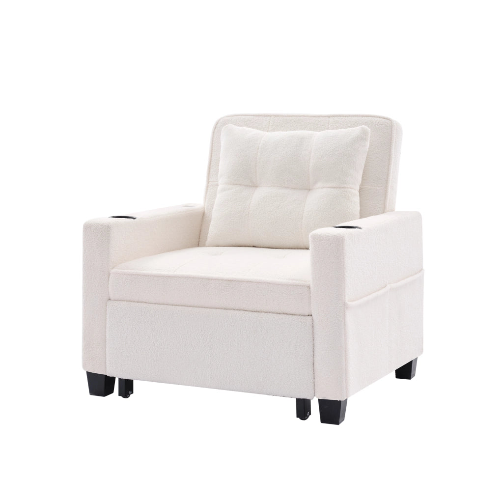 Divano Letto Singolo Estraibile con Portabicchieri e USB ¨C MINIMAL ¨C Tessuto