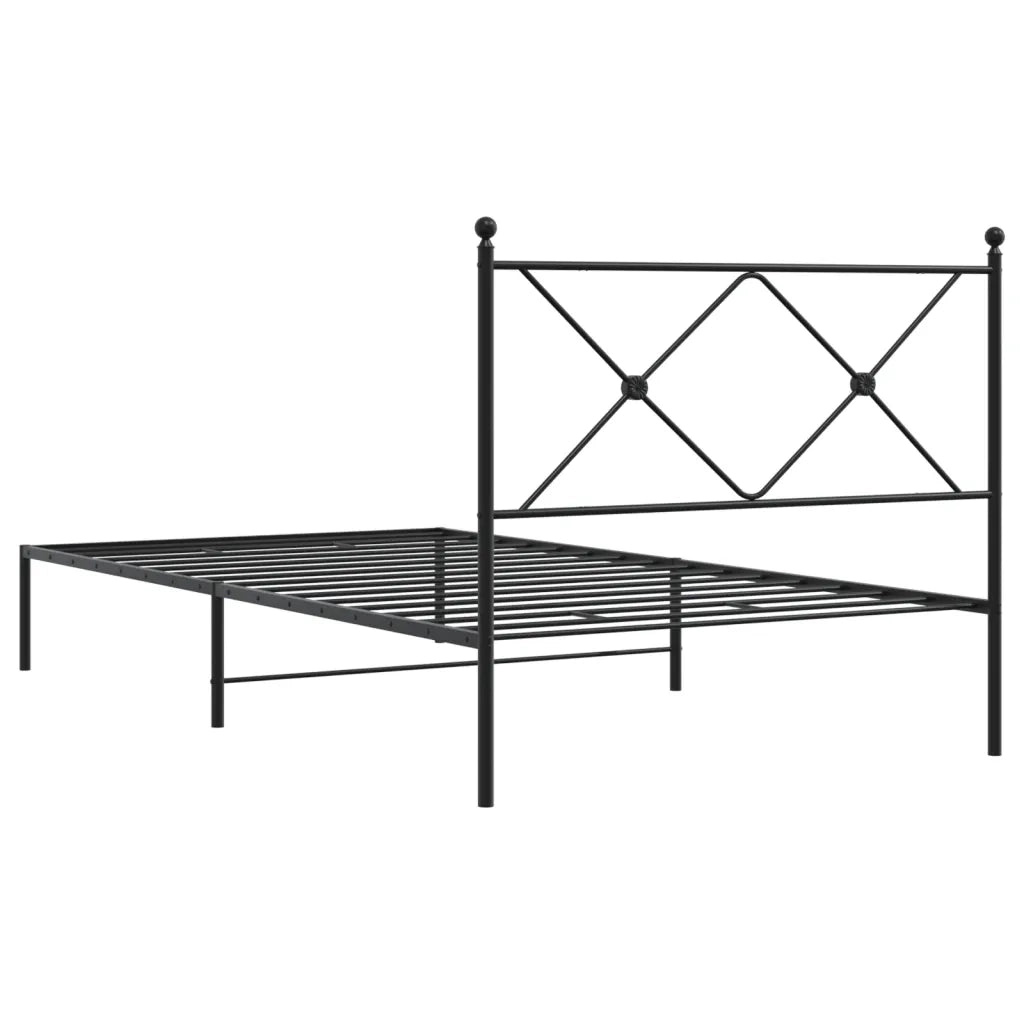 Giroletto con Testiera Metallo Nero 100x200 cm 376497