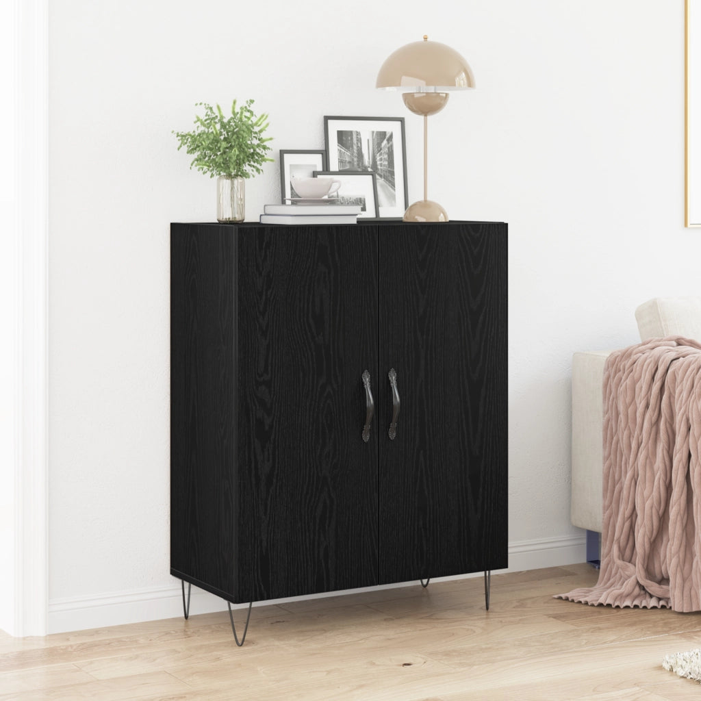Credenza Nero Rovere 69,5x34x90 cm Legno ingegnerizzato