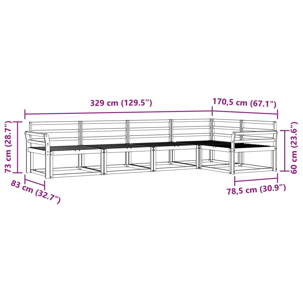 Set di divani da esterno 5 pcs Bianco 329 x 170,5 x 73 cm 3386443