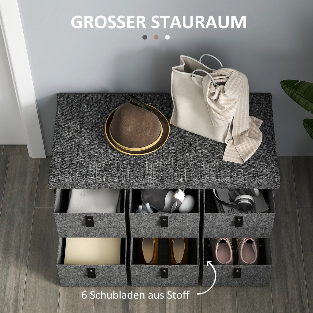 Panca Scarpiere Imbottita ¨C zephmum ¨C Grigio 6 Scomparti