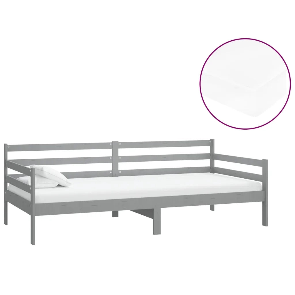 Divano letto | Sof¨¤ letto | Letto singolo con Materasso 90x200 cm Grigio in Legno di Pino