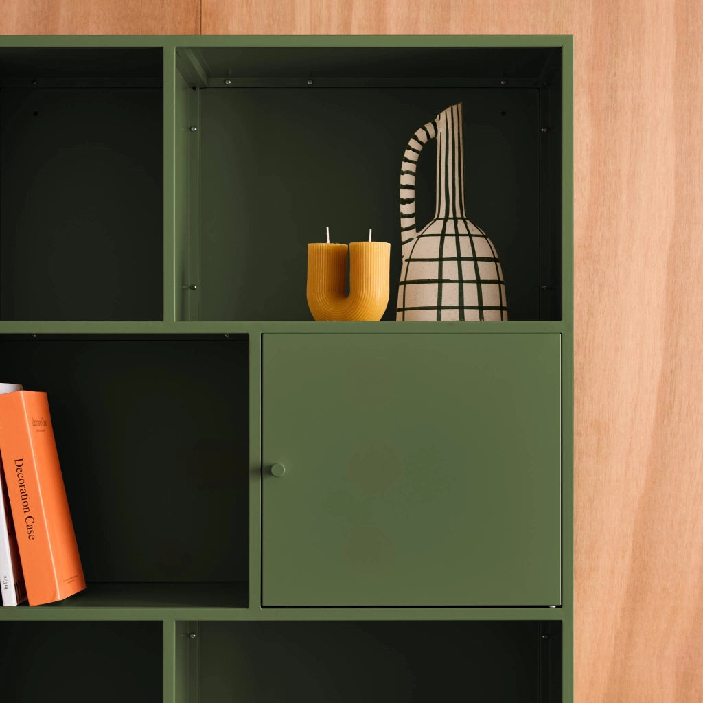 Credenza industriale in metallo con 8 scomparti, verde