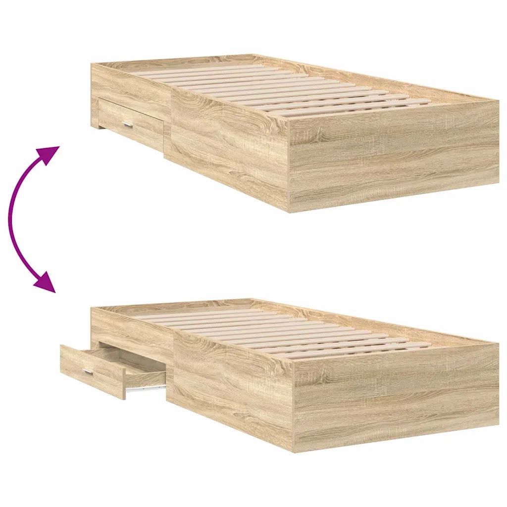 Struttura del letto-Giroletto Marrone 90 x 190 cm Legno multistrato 627629