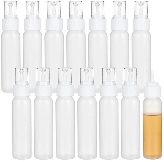 Flessa di Plastica Riscaldabile - 60ml - 30 pezzi - Chiusura ermetica - Antimorsi - Facile da utilizzare - per Cosmetica/Arte