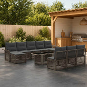 Set Divano da Giardino 11 pz Grigio e Grigio Scuro polyrattan 3436694