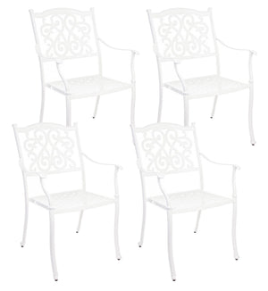 Set 4 Sedie da Giardino 65x60x92h cm con Braccioli Ivrea Bianco