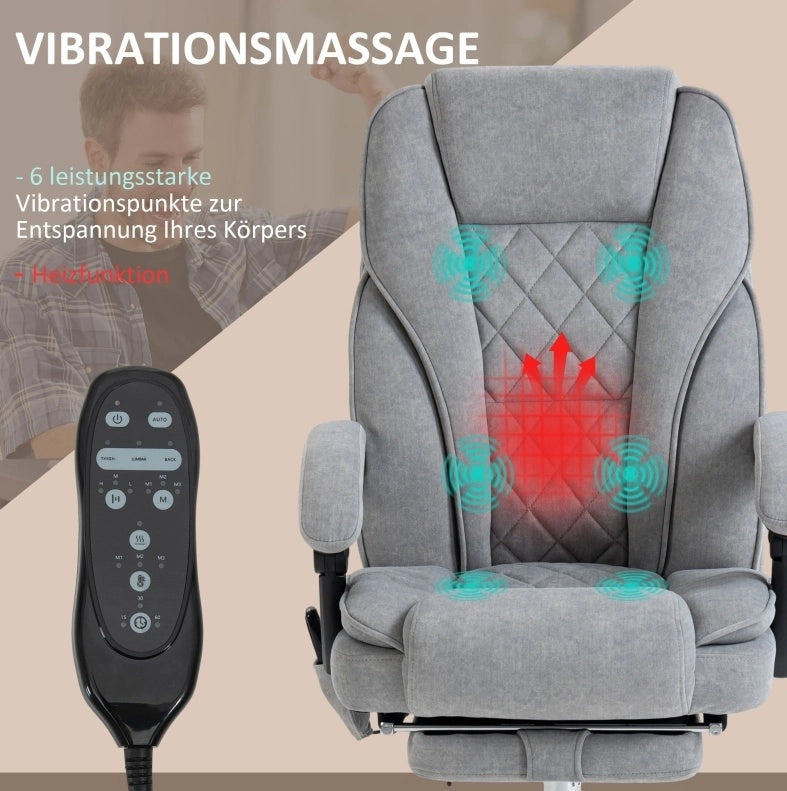Sedia da ufficio ergonomica con massaggio, calore e poggiapiedi