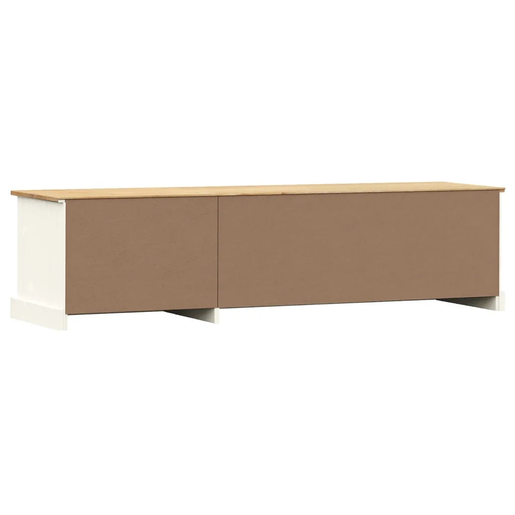 Mobile Porta TV-Credenza per TV VIGO Bianco 156x40x40 cm Legno Massello di Pino