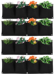 4 Tasche Vaso Verticale per Muro Giardino - Sacchetto per Piante Reutilizzabile - Nero - Tassi di Crescita per Fiori e Verdure - Adatto per Interni e Esterni
