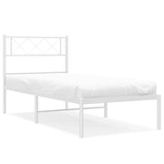 Letto singolo | Letto per adulti | Giroletto con Testiera Metallo Bianco 90x190 cm