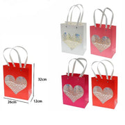 Trade Shop - Set 2 Pz Buste Borsa Da Regalo Sacchetti Con Cuore 32x26x12cm 69936 Vari Colori -
