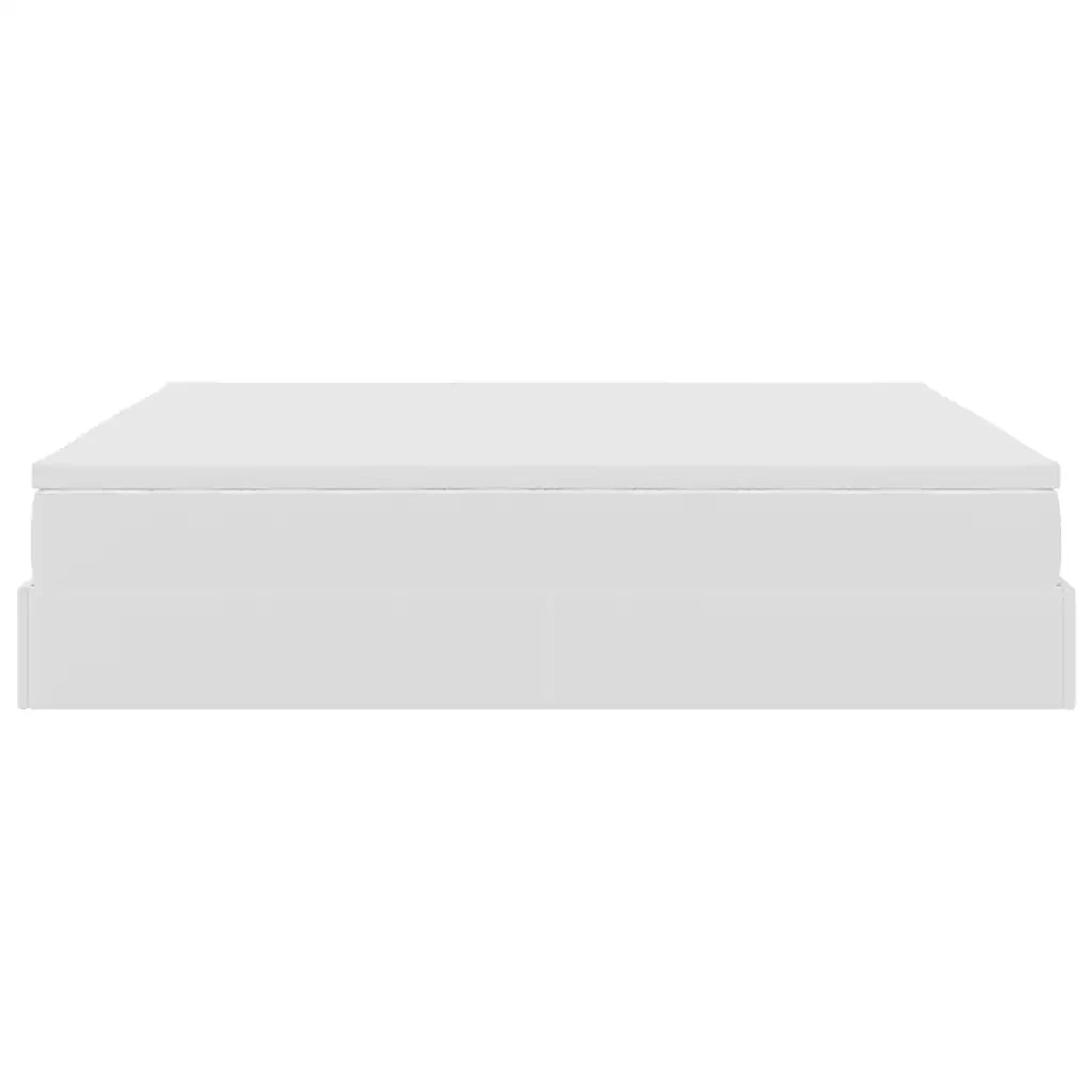vidaXL Struttura Letto Pouf con Materassi Bianco 200x200 cm Similpelle