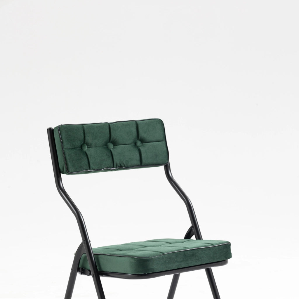 Set 2 sedie pieghevoli imbottite in velluto verde