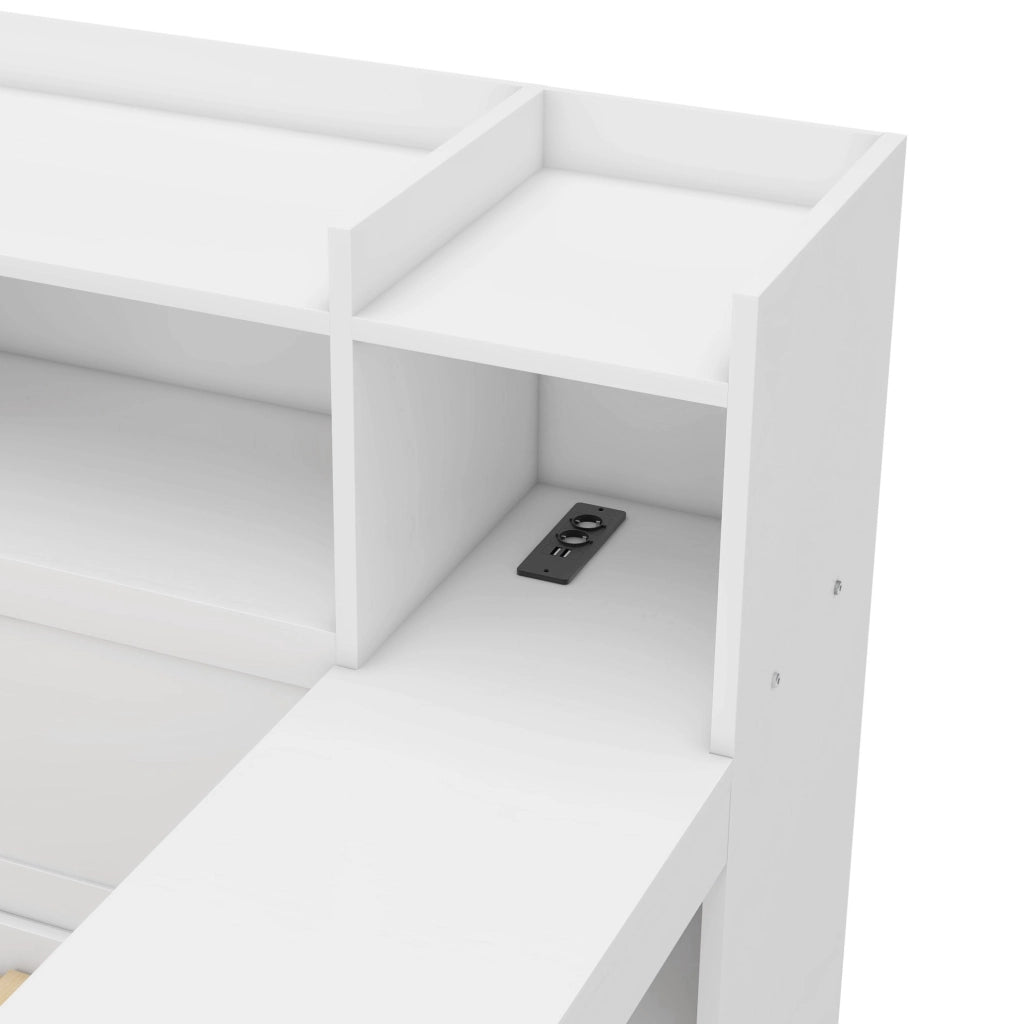 Letto multifunzione 90x200 cm con scrivania, cassetti e prese USB