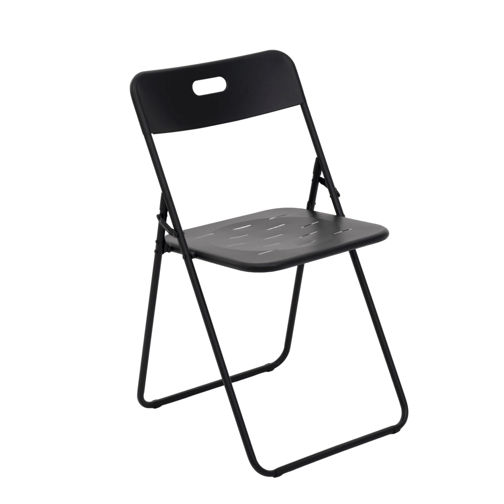 Set Tavolo e Sedie da Giardino con 1 Tavolo e 2 Sedie Pieghevoli; per 2 Persone; Acciaio; Nero