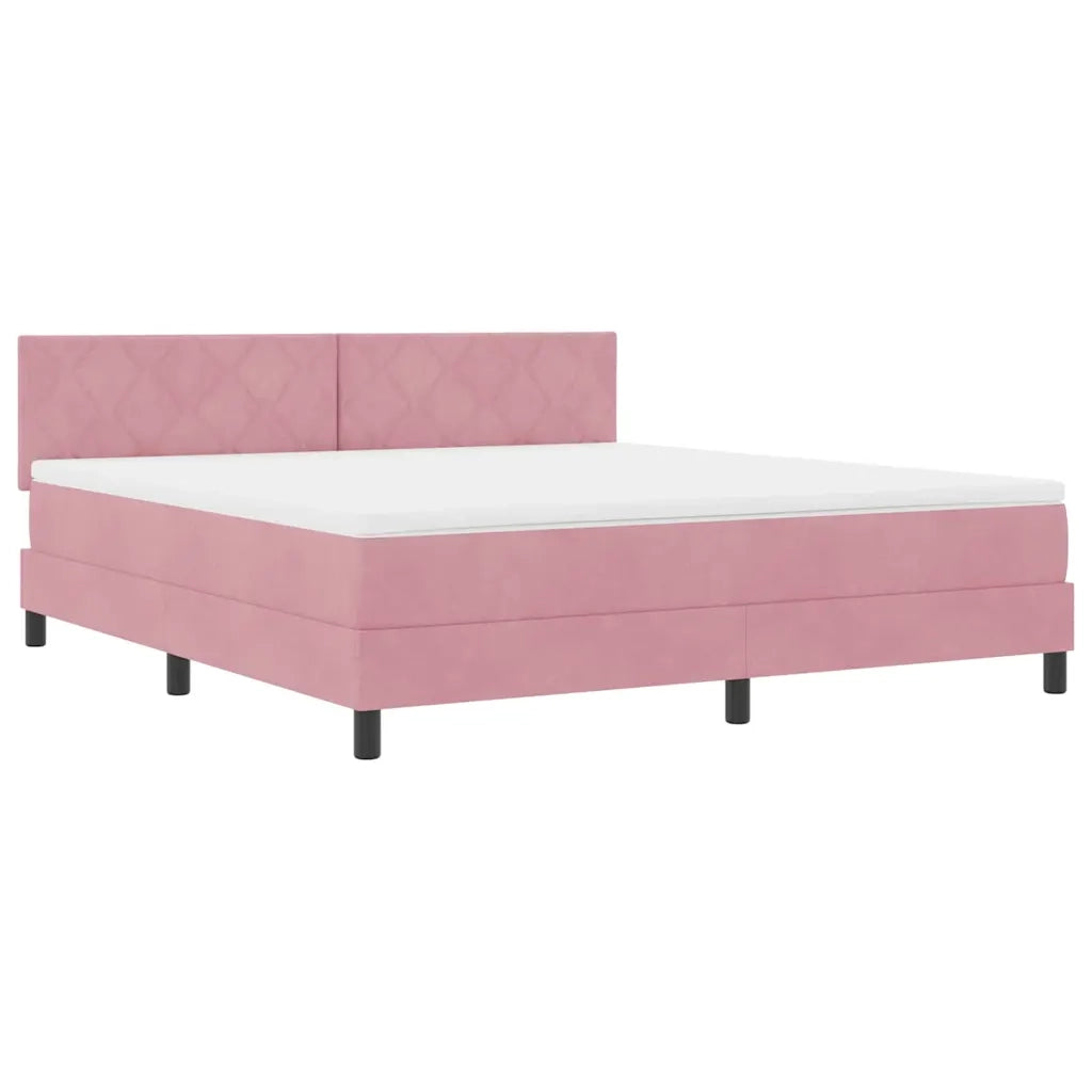 Letto a Sorgente LED con materasso Rosa 180 x 200 cm Velluto
