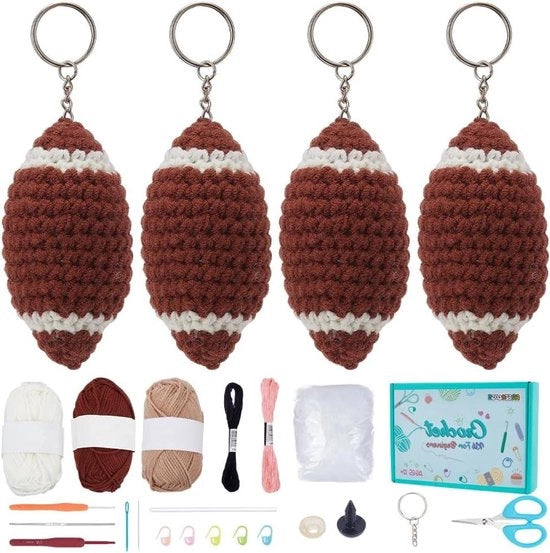 Kit di maglia a quattro pezzi per principianti con chiusura a rugby, inclusa palla di panno e tutorial video - set di maglia per adulti DIY