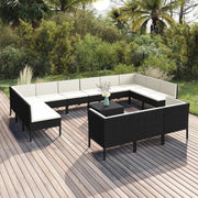 Set Divani da Giardino 14 pz con Cuscini in Polyrattan Nero cod mxl 38533