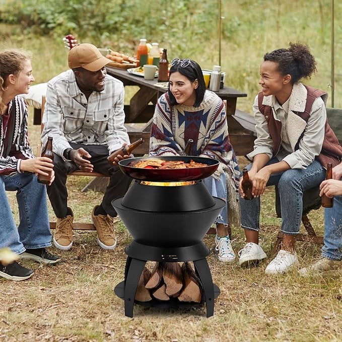 Braciere da Giardino, Braciere da Esterno con Gambe di Supporto Rimovibili e Manici, Diametro: 50 cm, per Patio, Campeggio, Barbecue, Braciere e Feste
