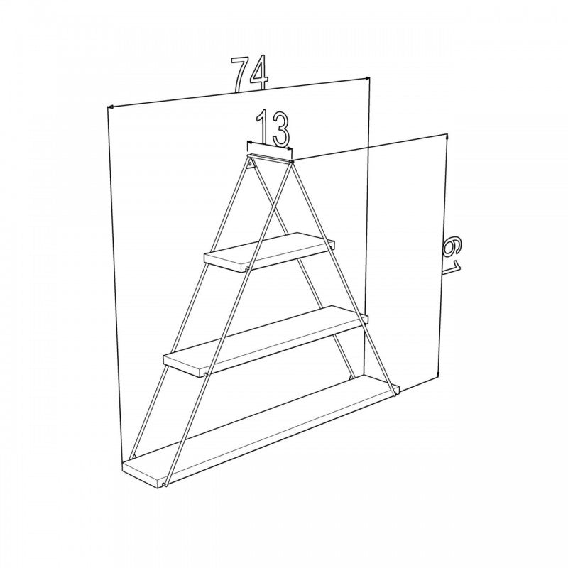Libreria muro triangolare bacheca piramide nero cm 74 x 13 x 61 h EFFEZ