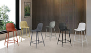 Sgabello Frida in Polipropilene Grigio Scuro con Gambe in Metallo Nero, Design Scandinavo, Seduta Ergonomica - Om/Frida