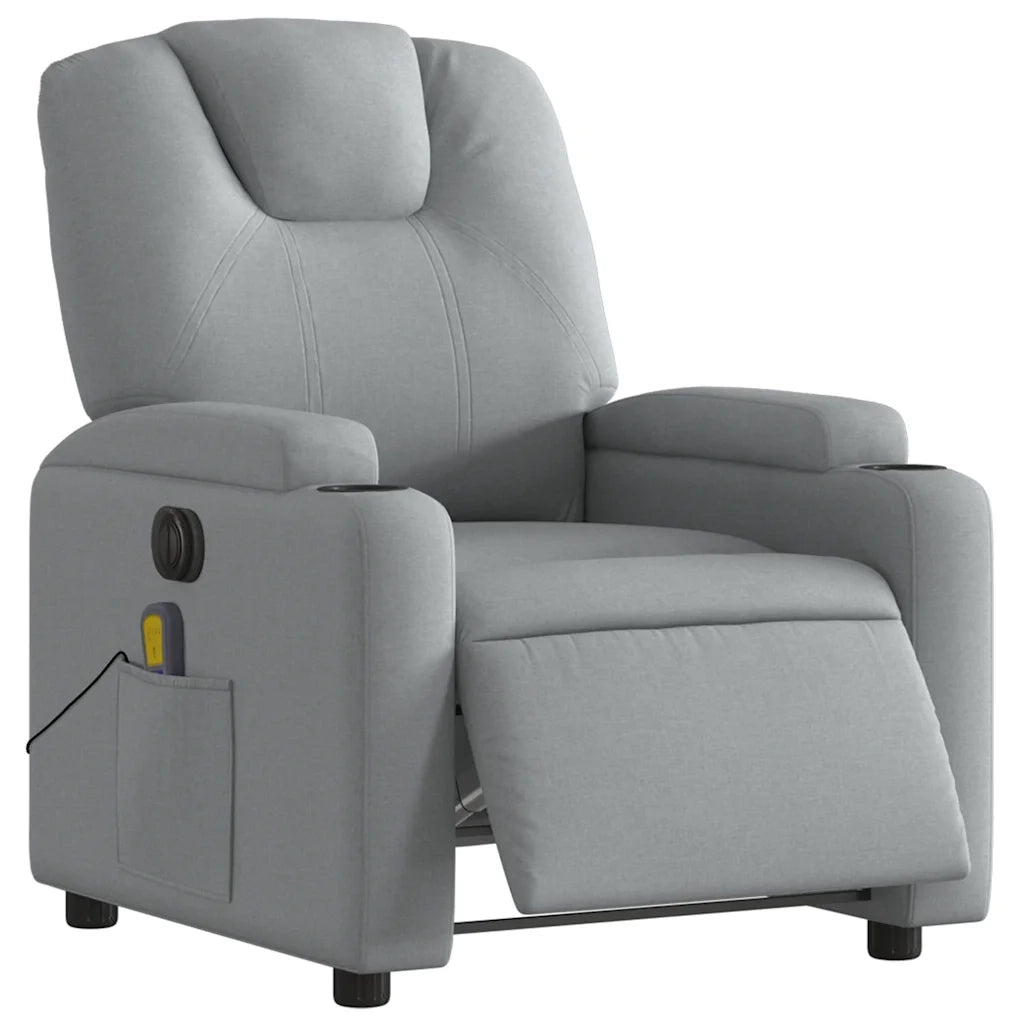 Poltrona Reclinabile Massaggio Elettrica Grigio Chiaro Tessuto 3204356