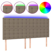 Testiera | Testata a LED tortora 200x5x118/128cm in Tessuto