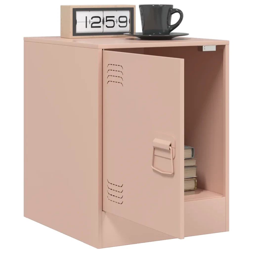 Comodino | Armadio da Notte | Mobiletto da notte Rosa 34,5x39x44 cm in Acciaio
