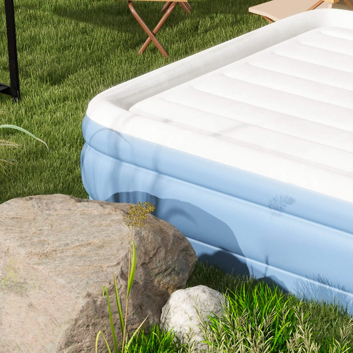 Materasso Gonfiabile Matrimoniale con Pompa di Gonfiaggio Inclusa e Borsa 152x203x46 cm Grigio