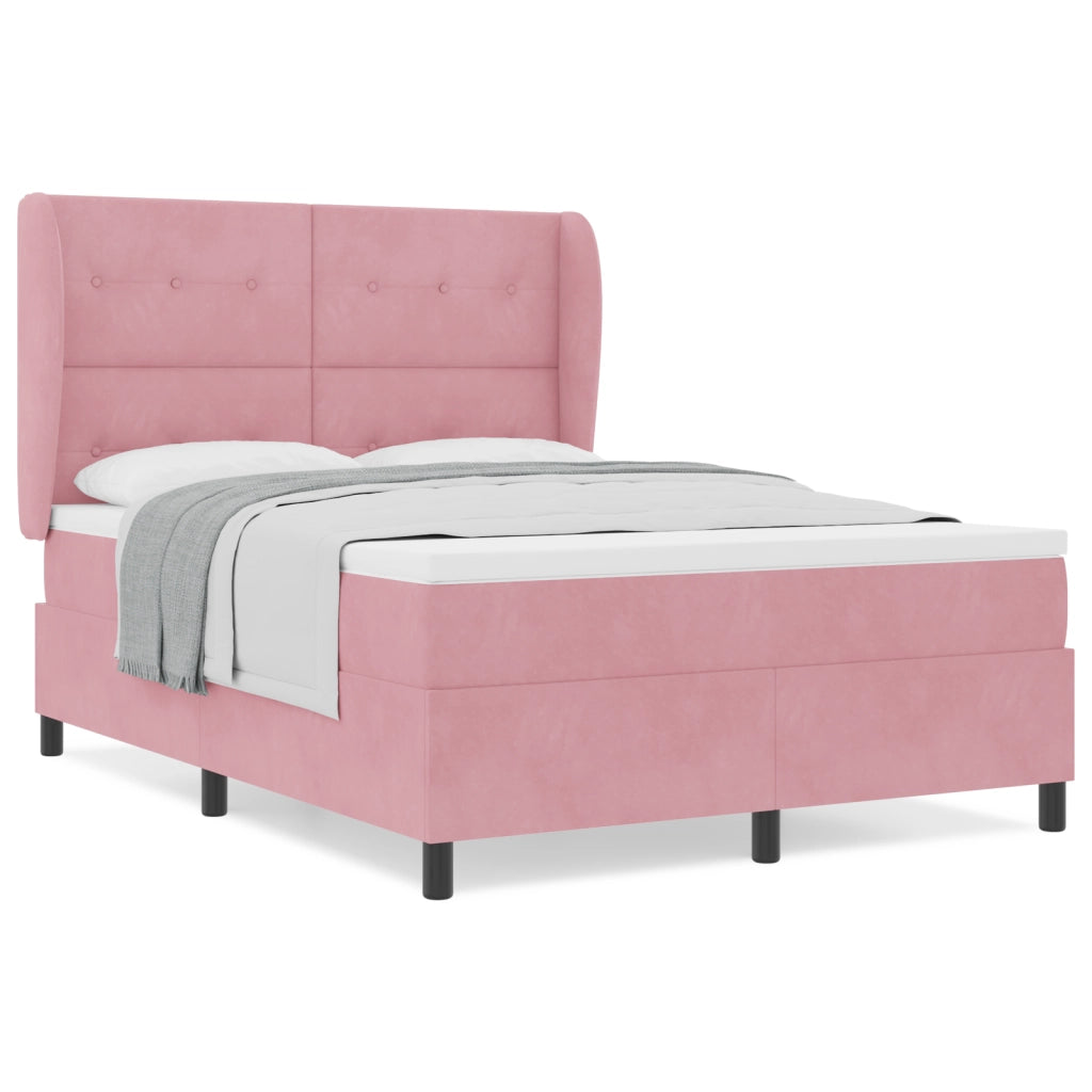 Letto con Rete a Molle Rosa 160x200 cm Velluto