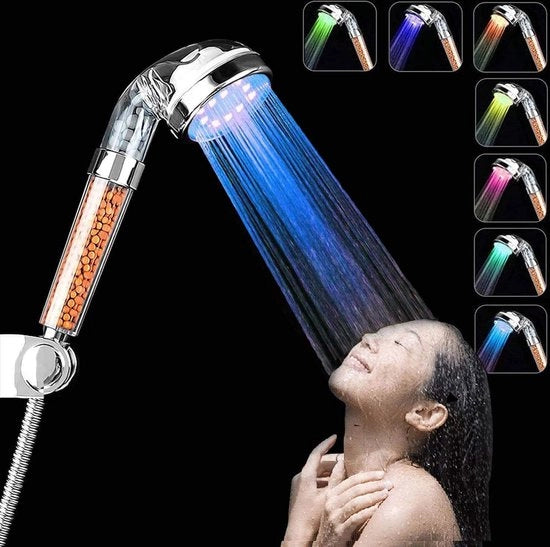 Douchekop a mano con luci LED - Economia d'acqua - 7 colori