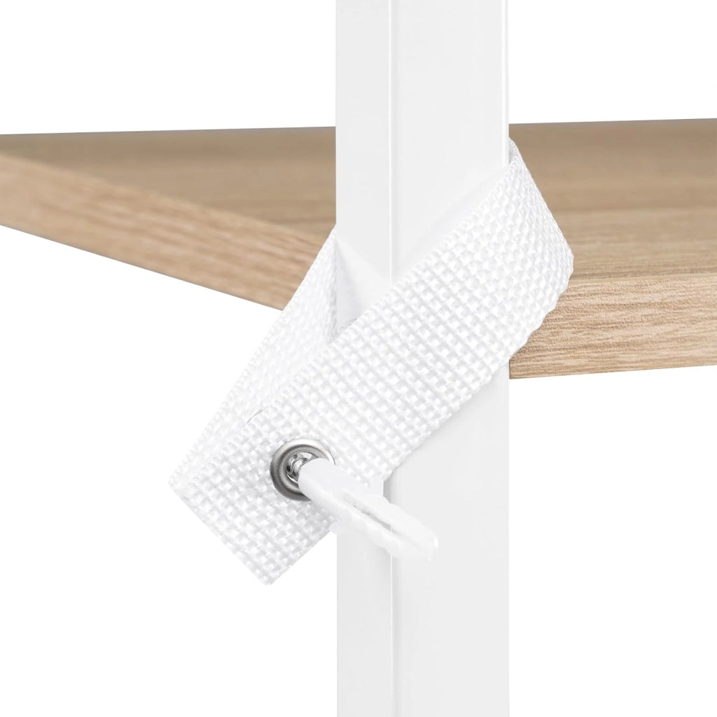 Scaffale sopra Lavatrice a 3 Livelli, Mobile sopra WC Autoportante con Asta di Sospensione, per Bagno o Lavanderia, Rovere Chiaro e Bianco, 67x40x162 cm