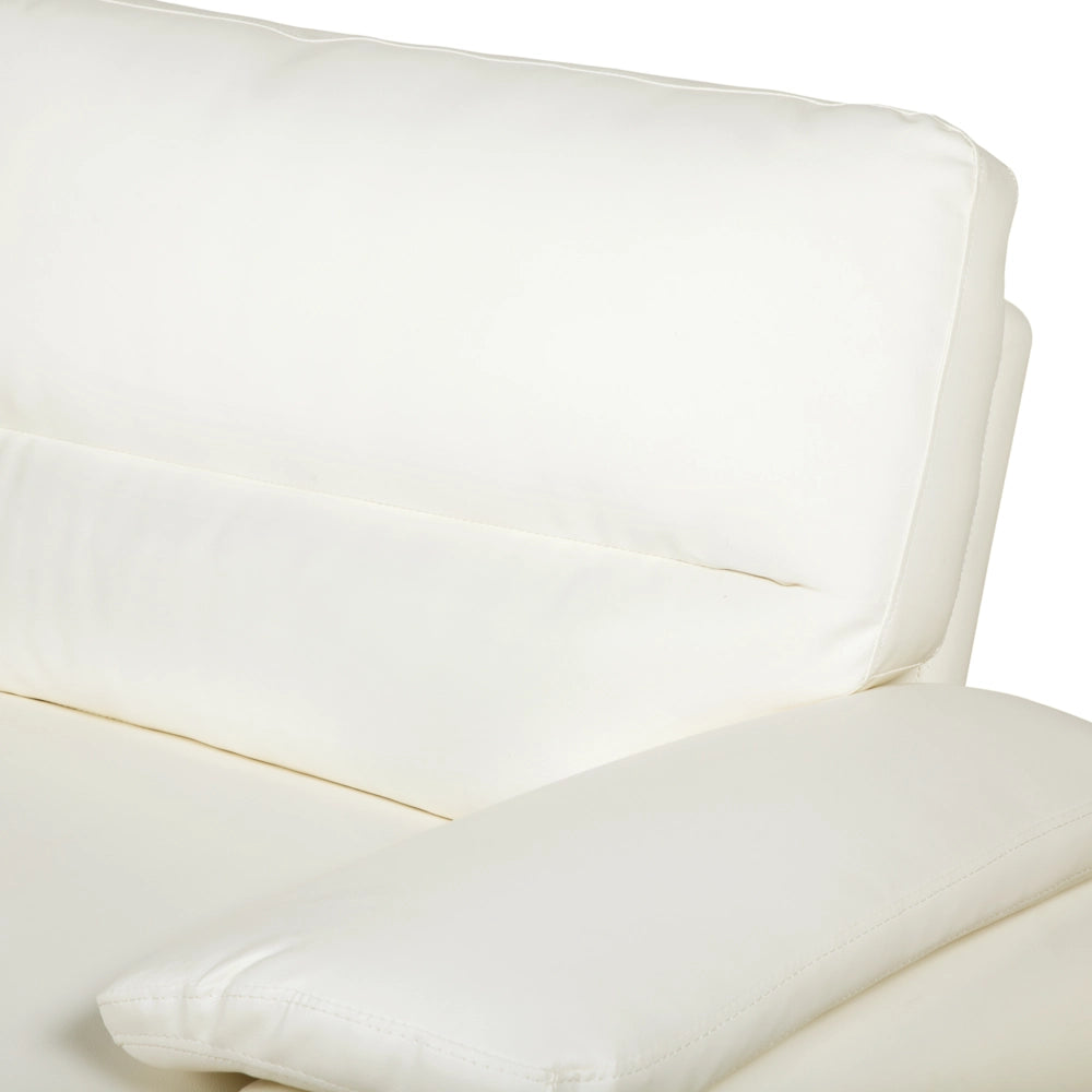 Divano da soggiorno in ecopelle a 3 posti color bianco sporco sofa moderno