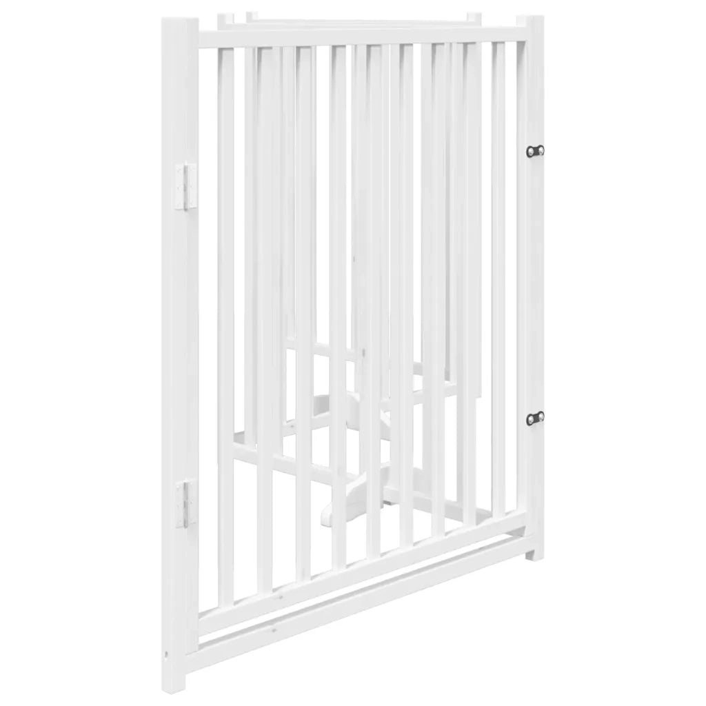 Cancello Cani Pieghevole Bianco 4 Pannelli 320cm Massello Abete 352283