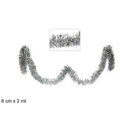 Trade Shop - Filo Addobbo Ghirlanda Albero Di Natale 8 Cm X 2 Mt Silver Argento Decorazione -