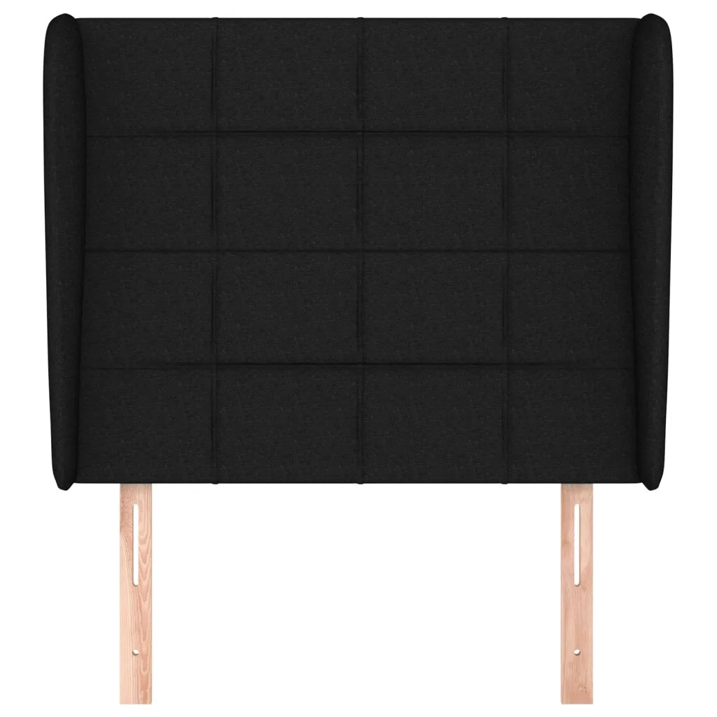 Testiera | Testata ad Orecchio Nera 103x23x118/128 cm in Tessuto
