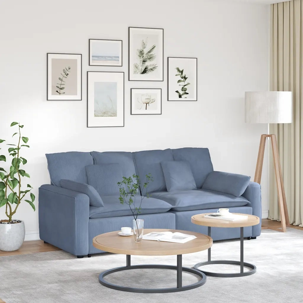 Divano Modulare con Cuscini Blu