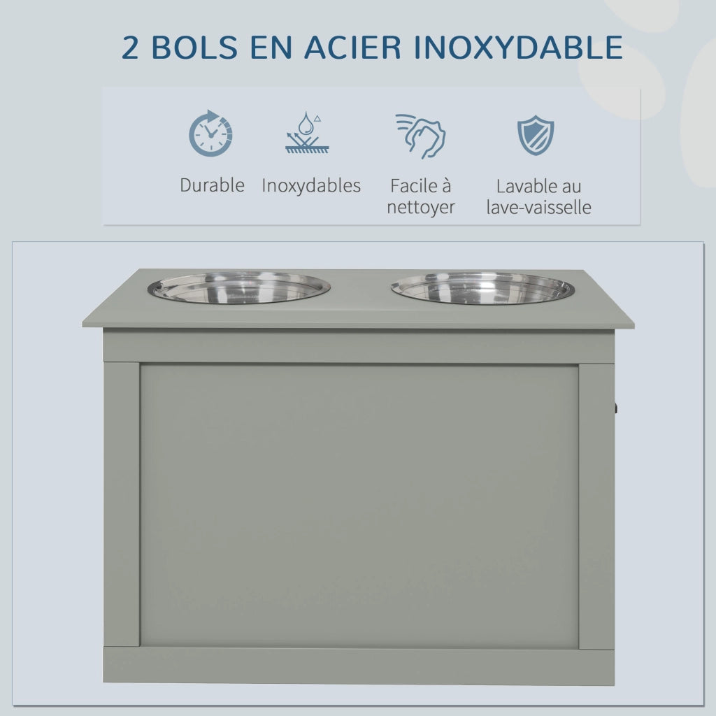 Portagamelle per Cani e Gatti ¨C Zephmum ¨C Legno Grigio 60x30x41 cm