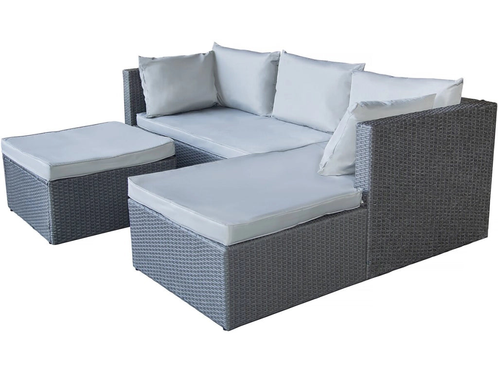 Mobile da giardino basso in resina intrecciata "Diya" 3 posti - Grigio