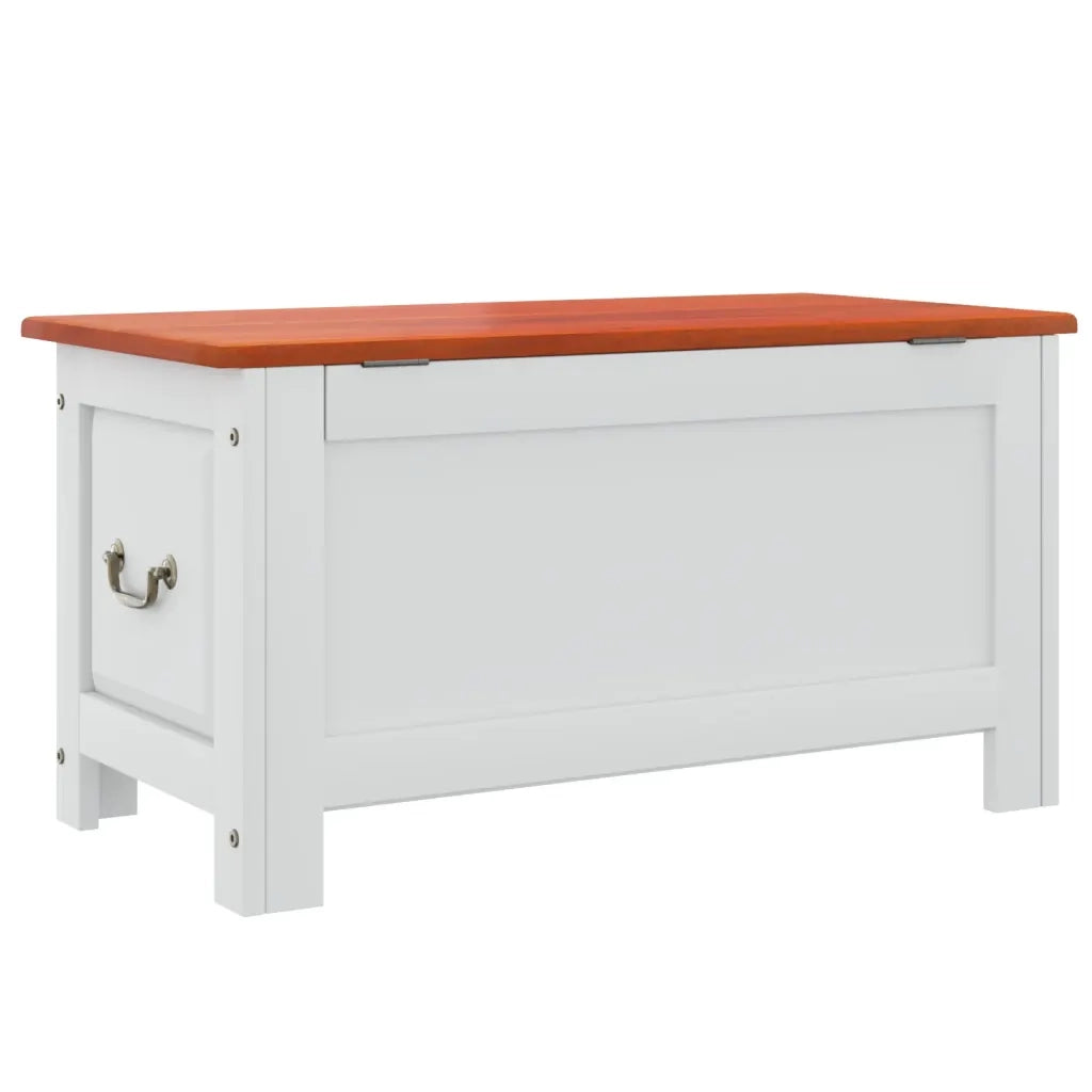 Cassapanca con Coperchio Marrone e Bianco Legno Massello Acacia CFW9320534