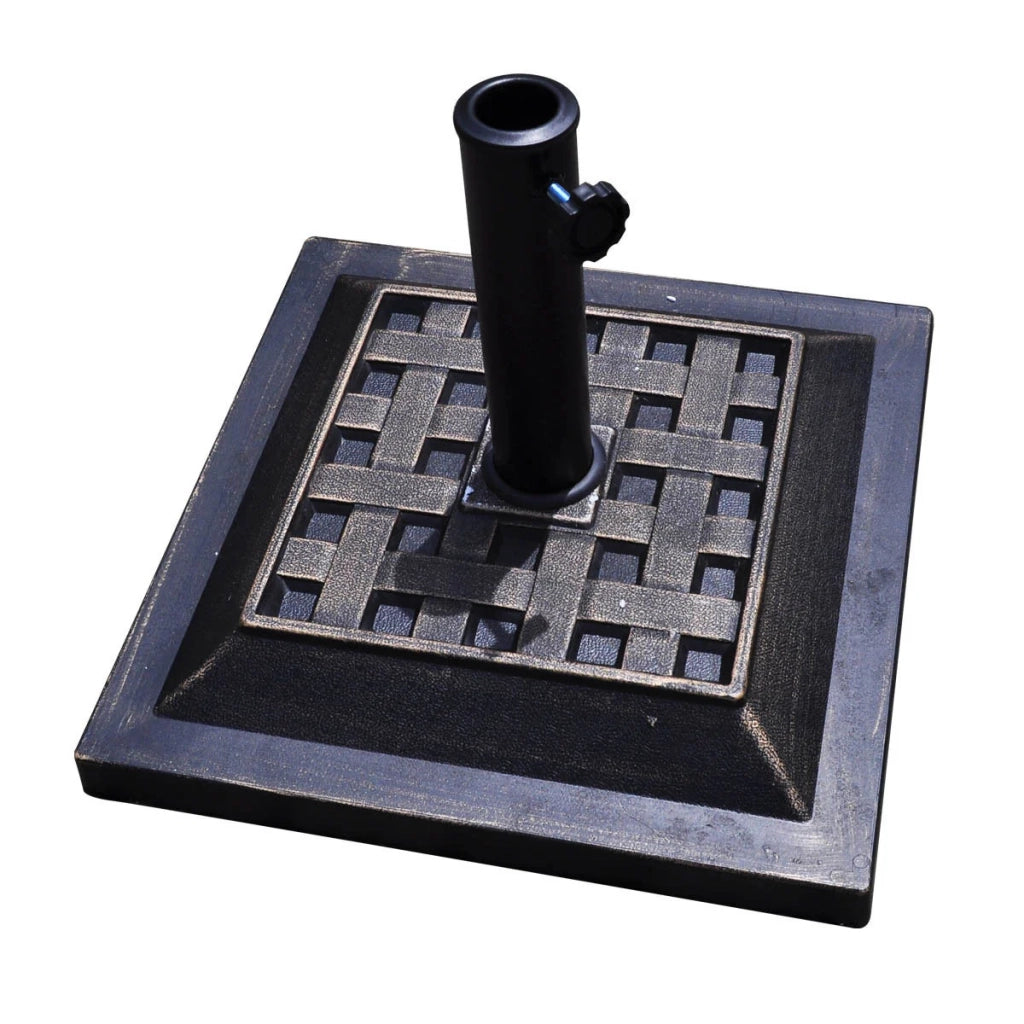 Base per ombrellone quadrata supporto per ombrellone φ38mm o φ48mm 440 x 440 x 330 mm stabilità ottimale design classico in resina color bronzo 20_0020887