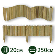 2pz bordura aiuole flessibile legno pino impregnato ø 5 cm 20x250 h giardino cod:ferx.pali.27.1