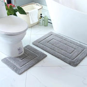 Matrici per pavimento antiscivolo per bagno e toilette - Set di 2 mattonelle - Microfibra antiscivolo lavabile + Piuma morbida e assorbente - 50 x 80 cm + 50 x 40 cm - Grigio
