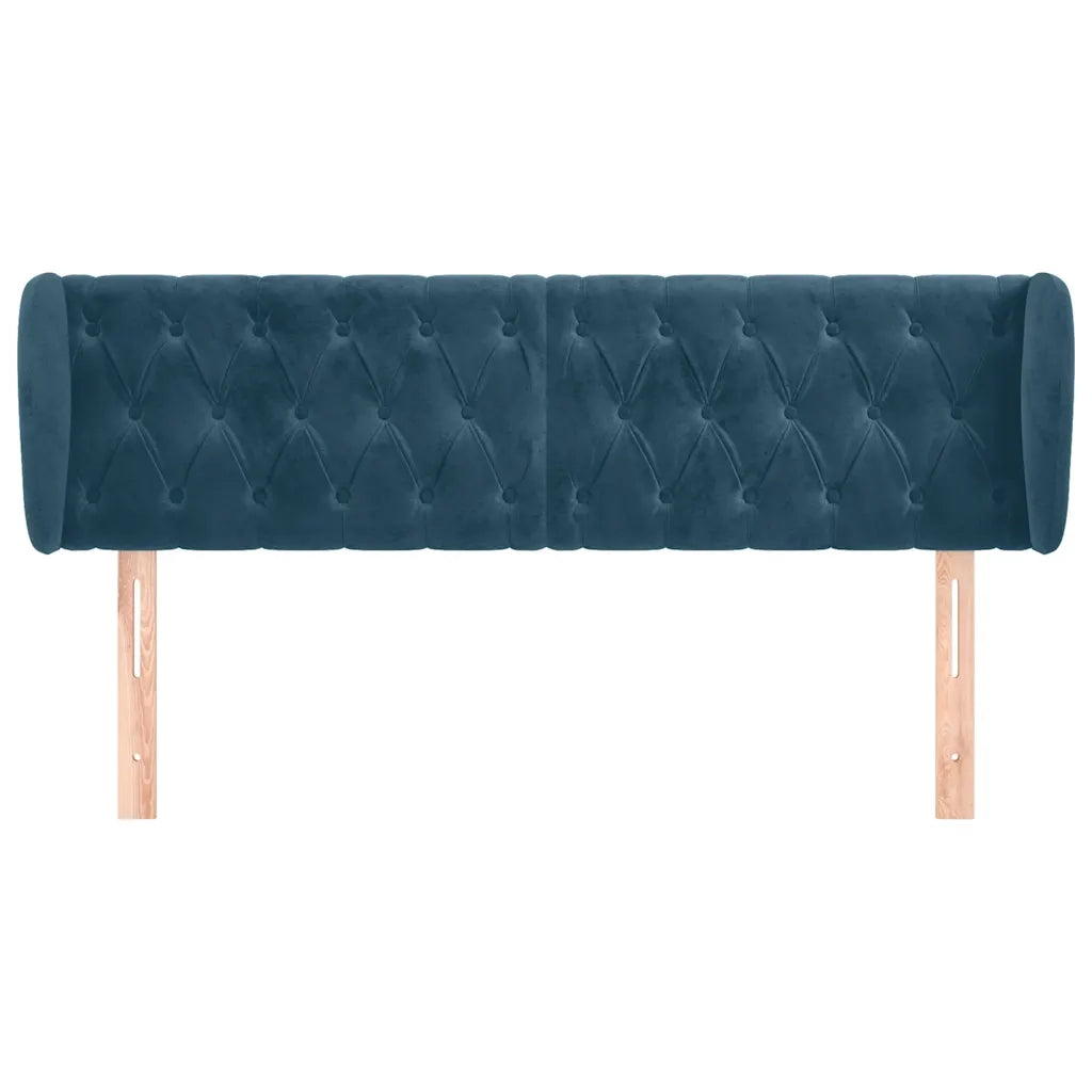 Testiera ad Orecchio Blu Scuro 163x23x78/88 cm in Velluto