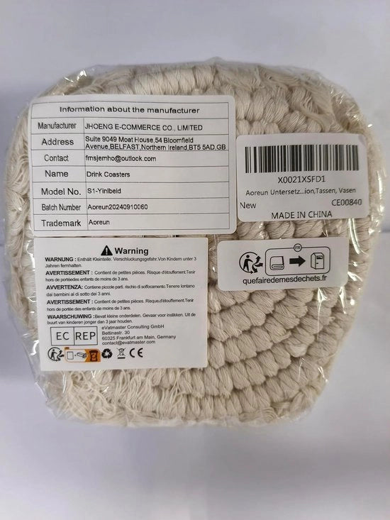 Sottopanchine per bevande - 5 pezzi a forma rotonda realizzate a mano con macramè - stile bohemien - sottopanchina antiscivolo riciclabile - tappeto per piatti realizzato a mano per la decorazione di interni - piatti vasi.