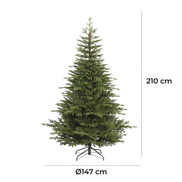 Albero di Natale Artificiale Realistico 210 cm 606 Rami Apertura a Ombrello Verde