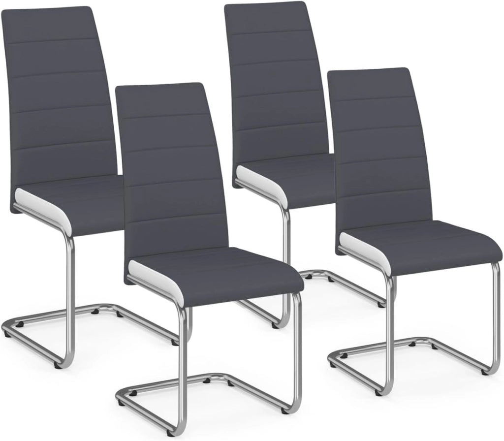 Set di 4 sedie da pranzo grigie con fascia bianca per la sala da pranzo MIA