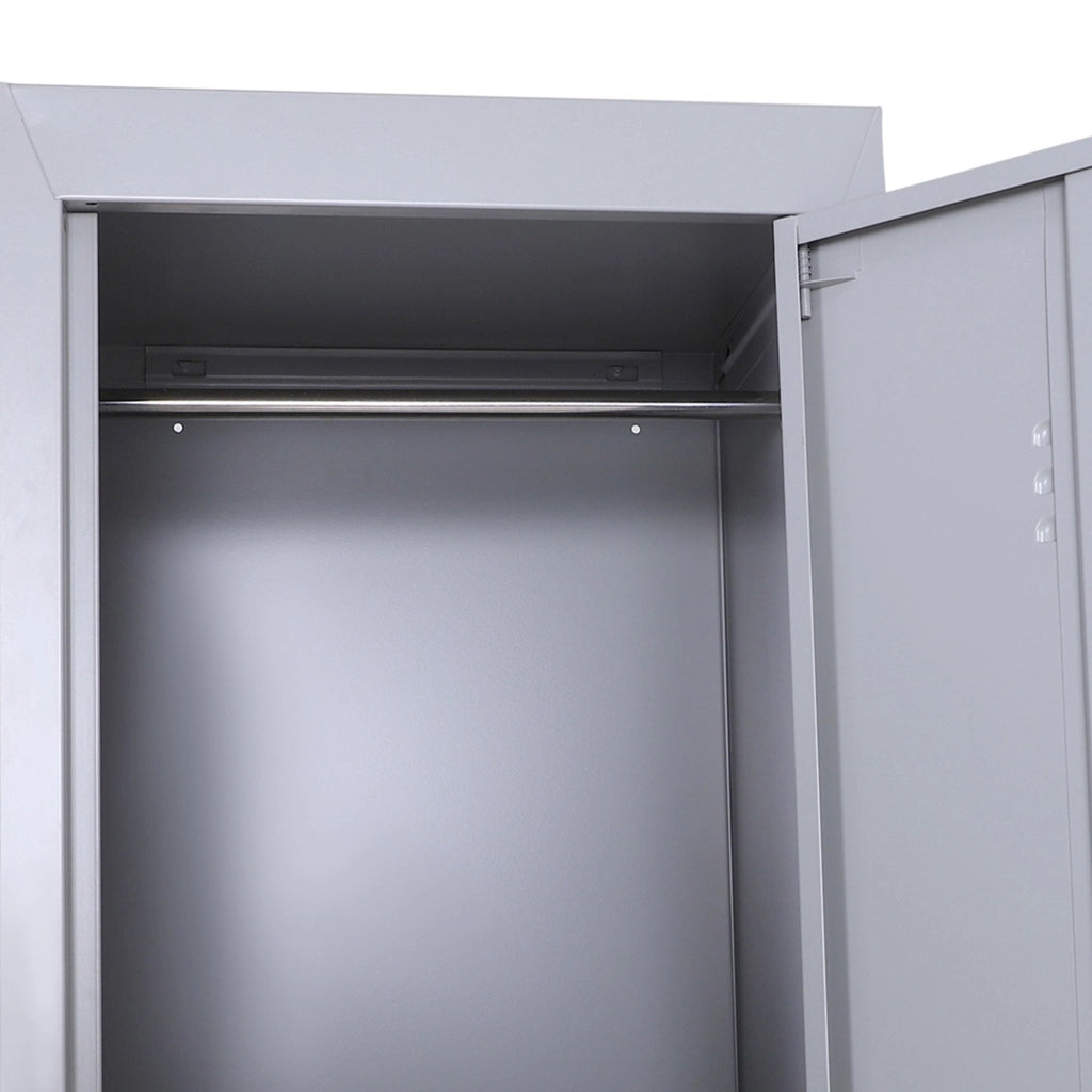Armadietto Guardaroba in Acciaio 4 Ripiani 2 Porte con Chiusura di Sicurezza Grigio 38x46x180 cm